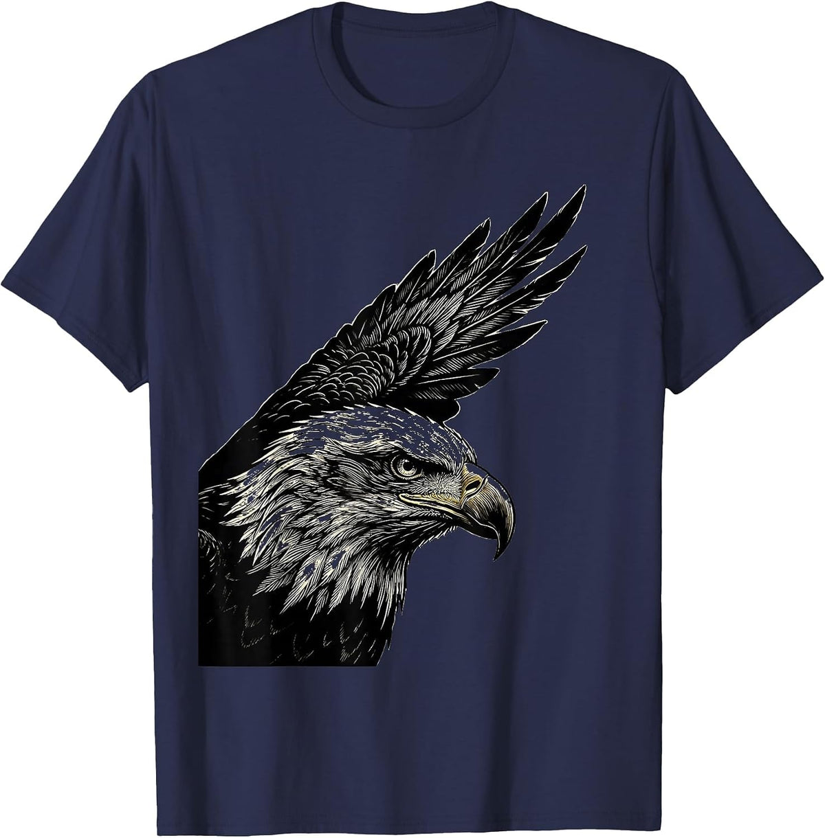 Bald Eagle Head Scratchboard Faith Mascot Gift T-Shirt - Navy Blue