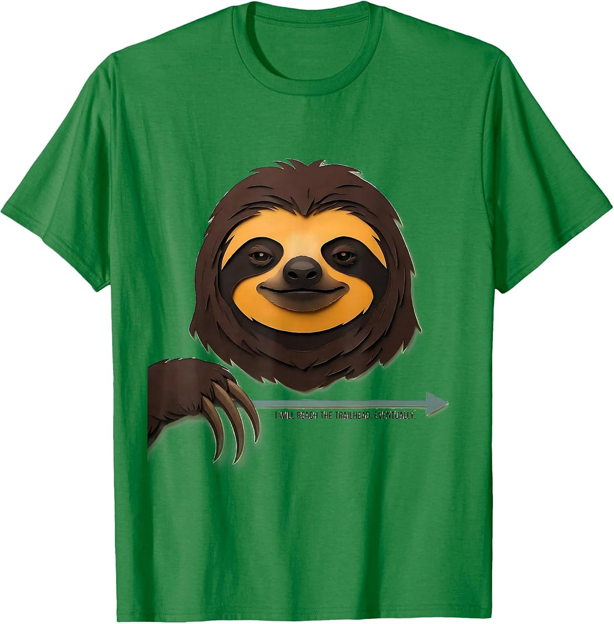 Men's I Will Reach The Trailhead Eventually Funny Sloth Lover T-Shirt - Kelly Green