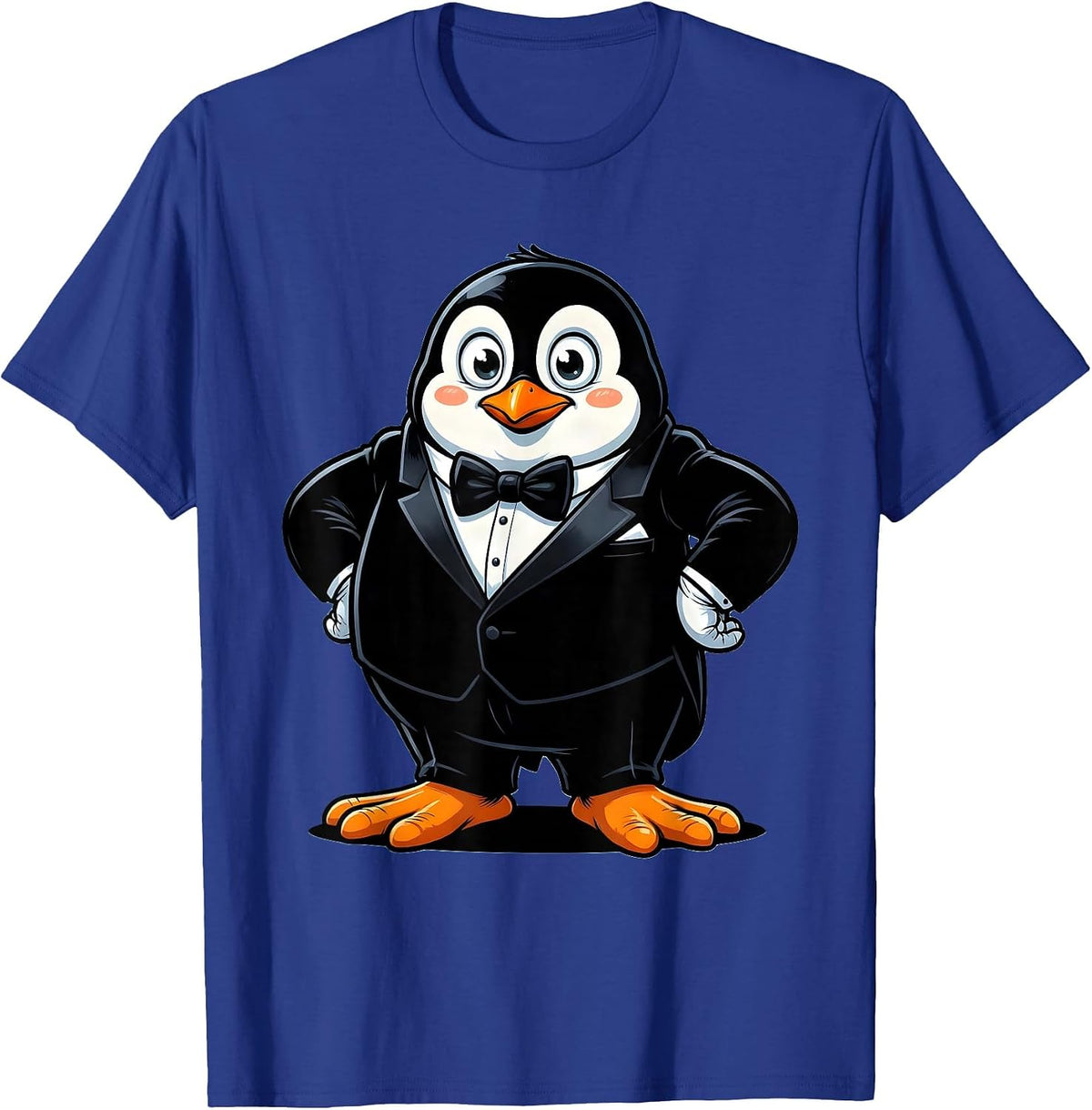 Men's Dapper Penguin Tuxedo Graphic Tee T-Shirt - Royal Blue