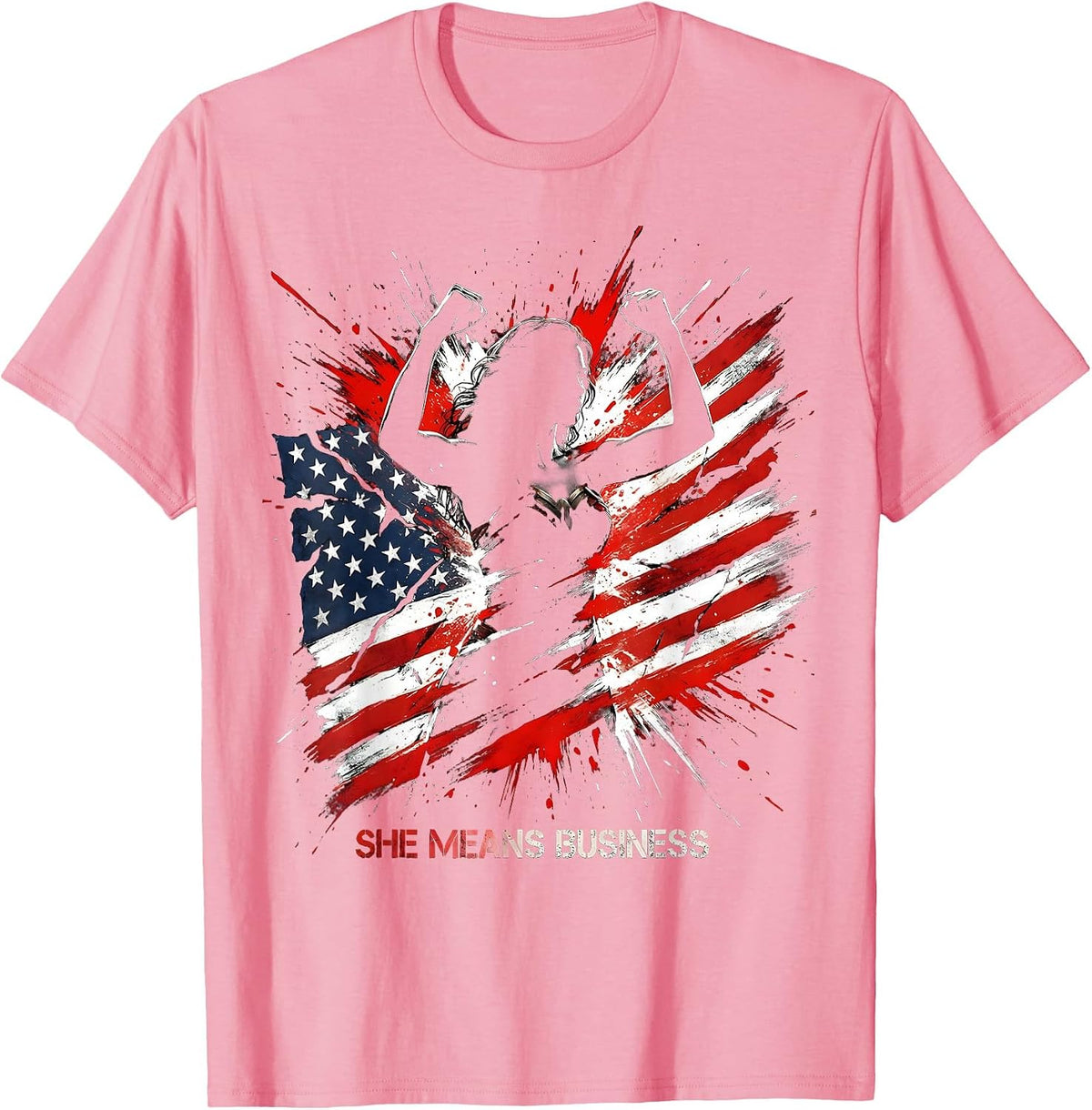 She Means Business Feminist Empowerment Design T-Shirt - Pink