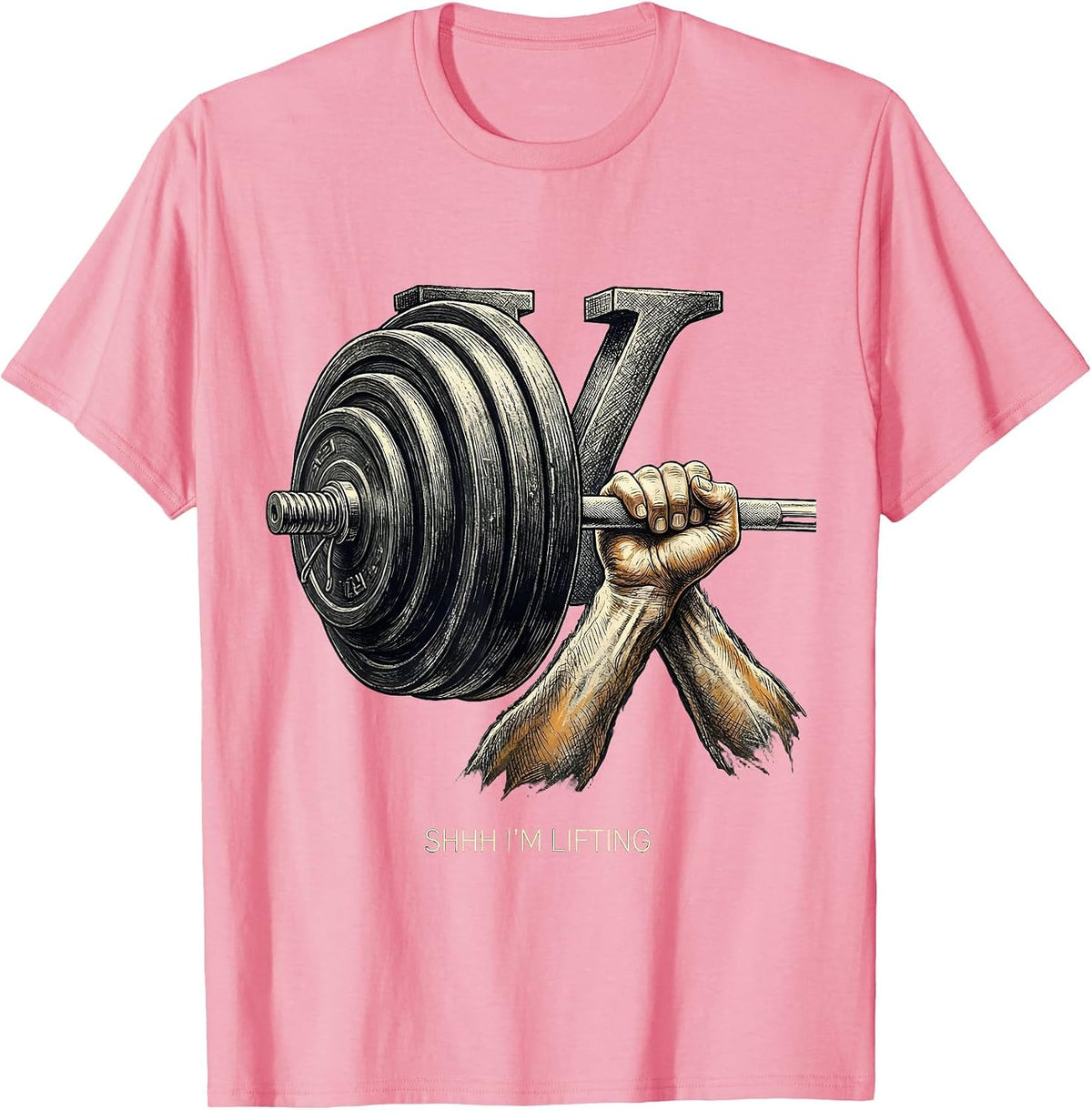 Men's Shhh I'm Lifting Funny Math Nerd Workout Gym Humor T-Shirt - Pink
