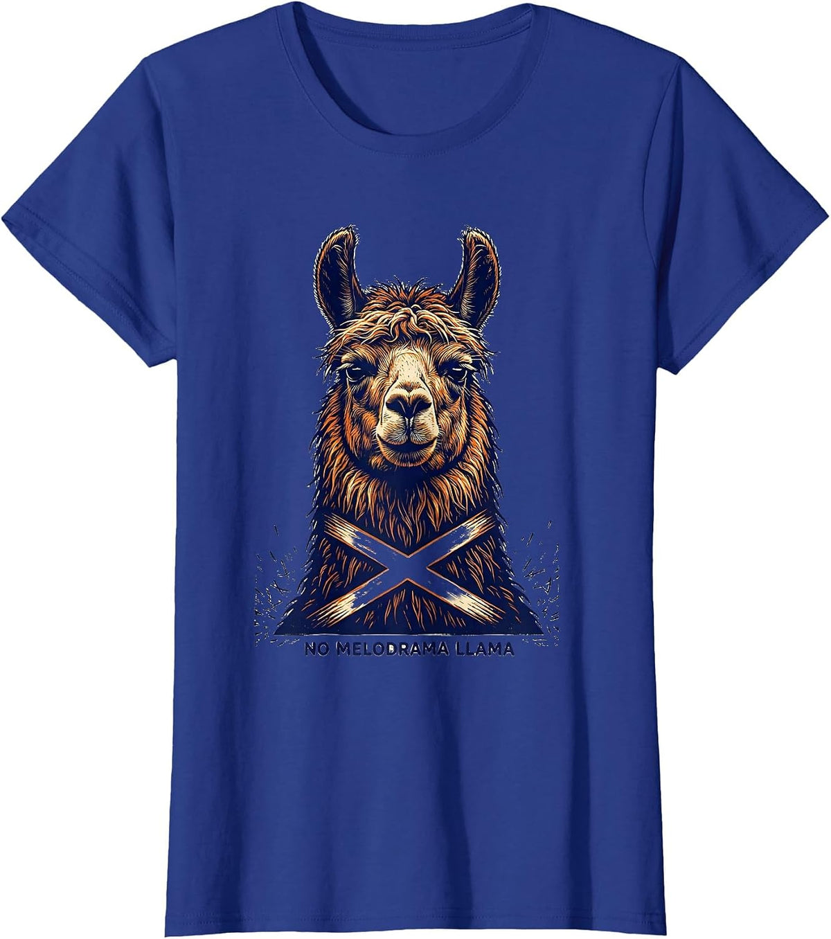 Women's No Melodrama Llama Funny Llama Lover Animal Humor T-Shirt - Royal Blue