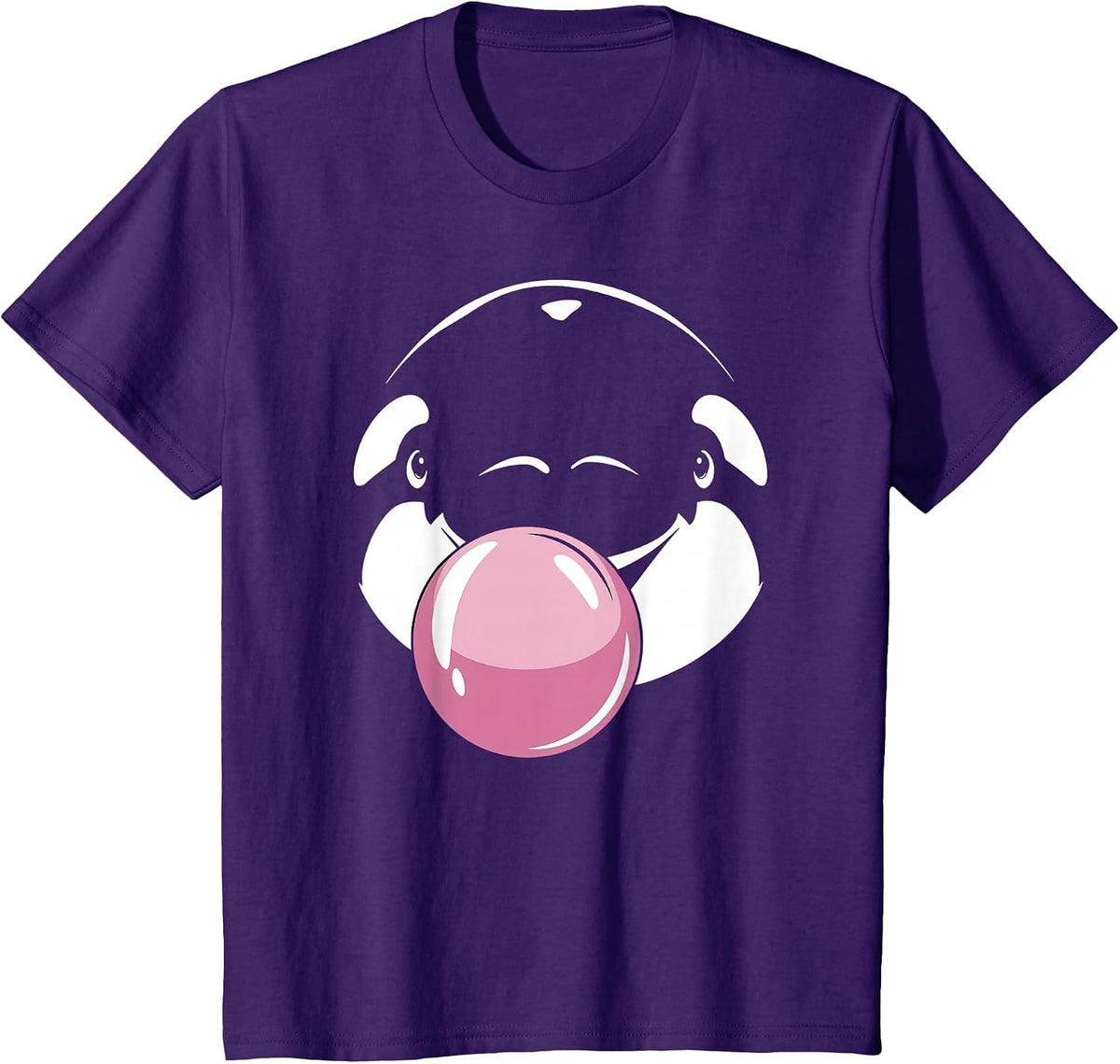 Cute Orca on Pink Bubble Gum Orca T-Shirt - Purple