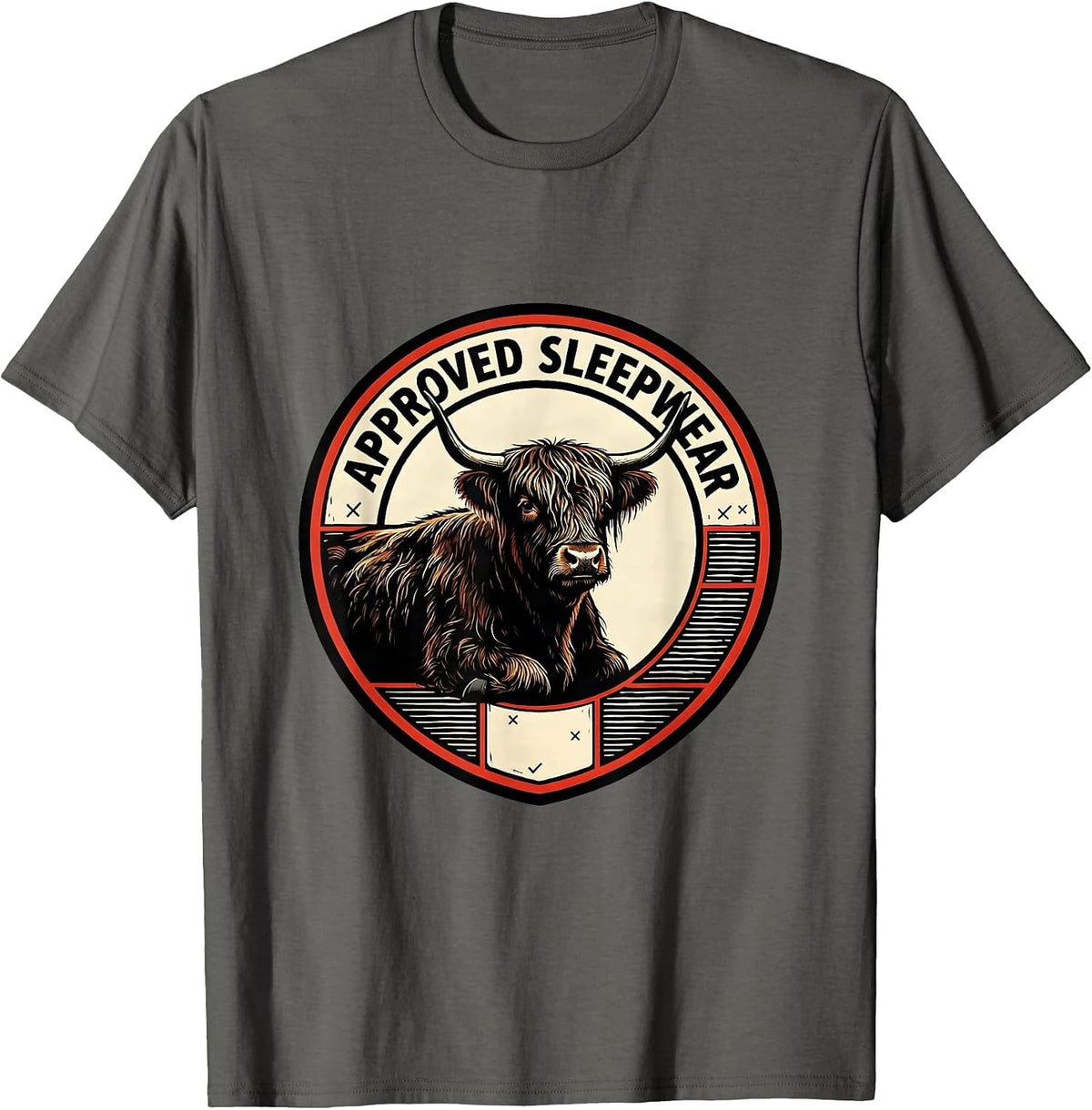 Approved Sleepwear Funny Highland Cow Attitude Humor T-Shirt - Asphalt Grey
