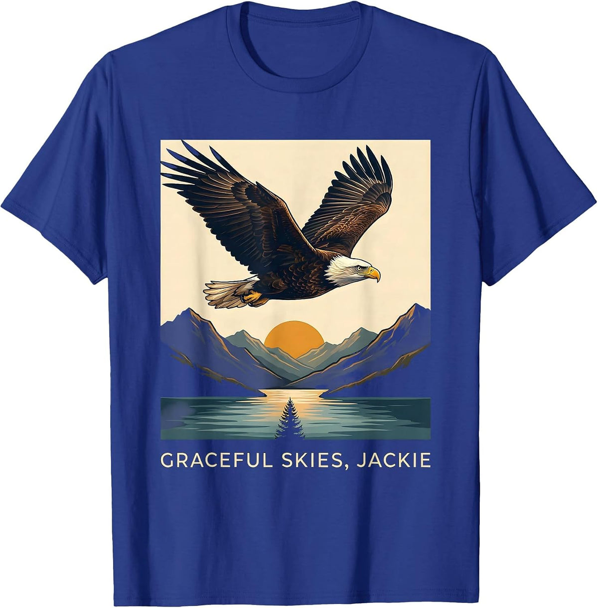 Men's Graceful Skies Jackie Bald Eagle Memorial Tribute Big Bear T-Shirt - Royal Blue
