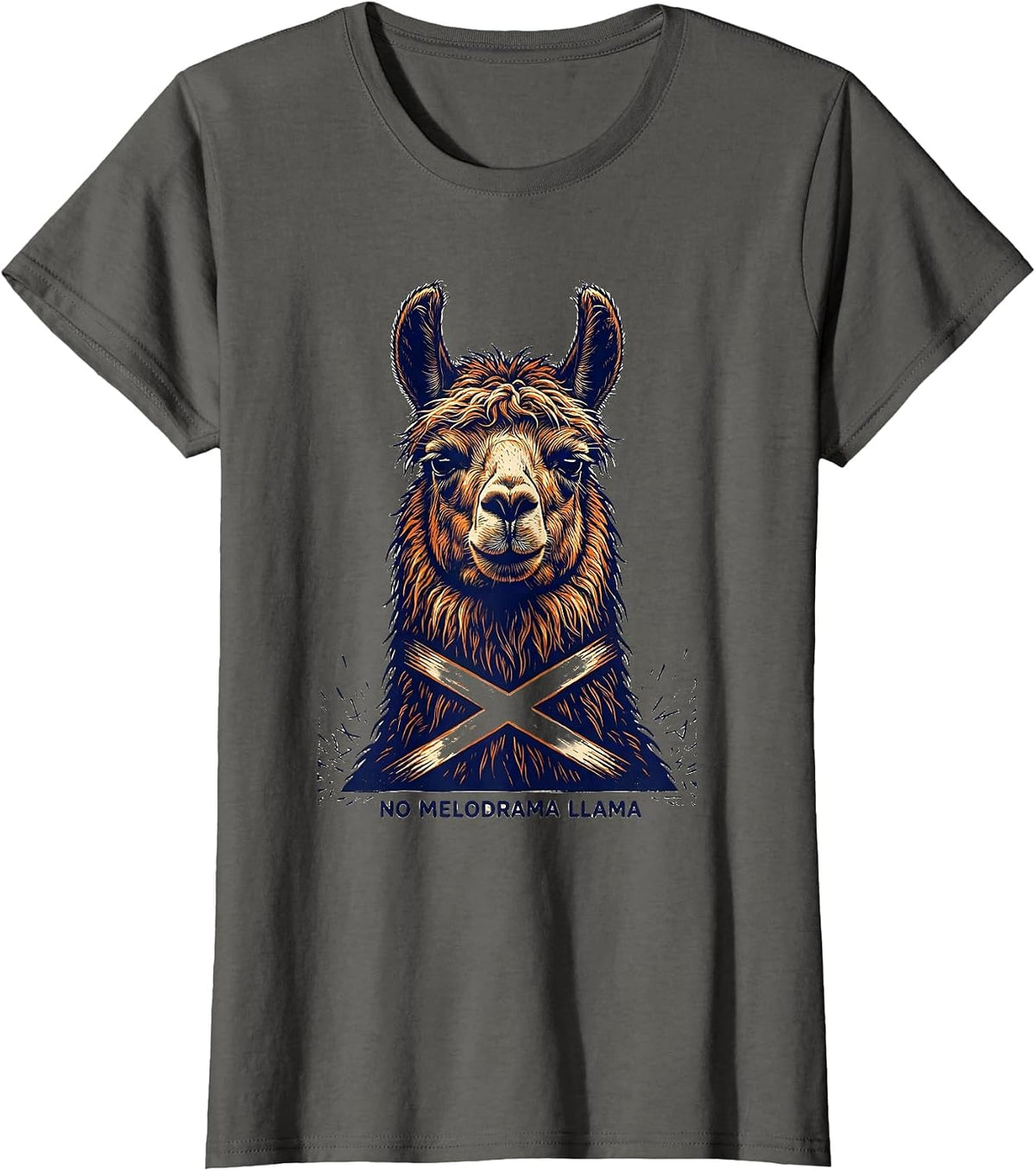 Women's No Melodrama Llama Funny Llama Lover Animal Humor T-Shirt - Asphalt Grey