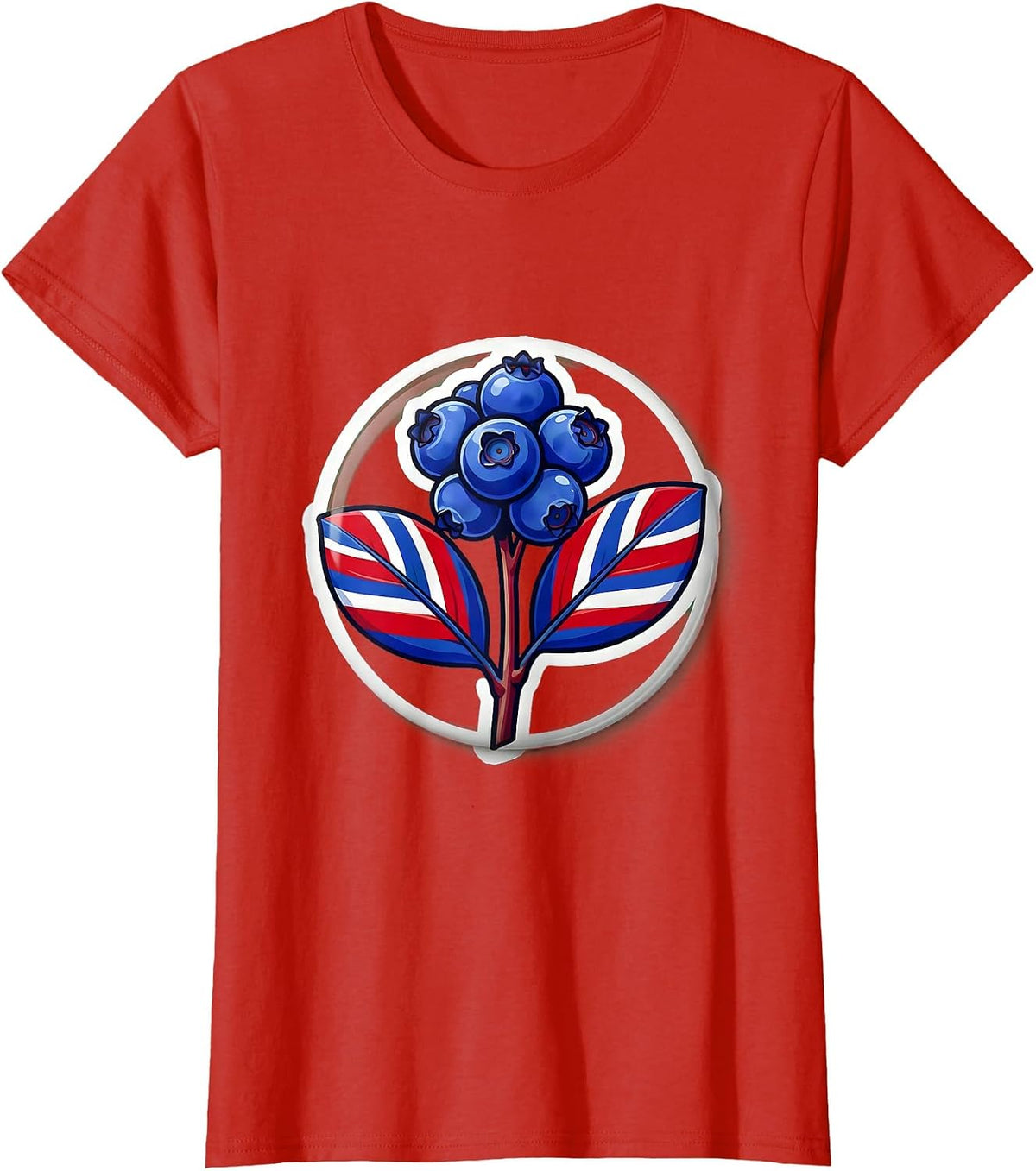 Red White Blue Blueberry Plant Patriotic Design T-Shirt - Red