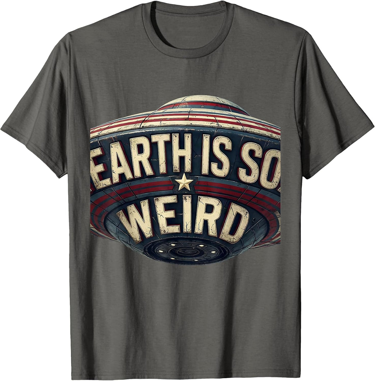Earth Is So Weird Alien Graphic Design T-Shirt - Asphalt Grey