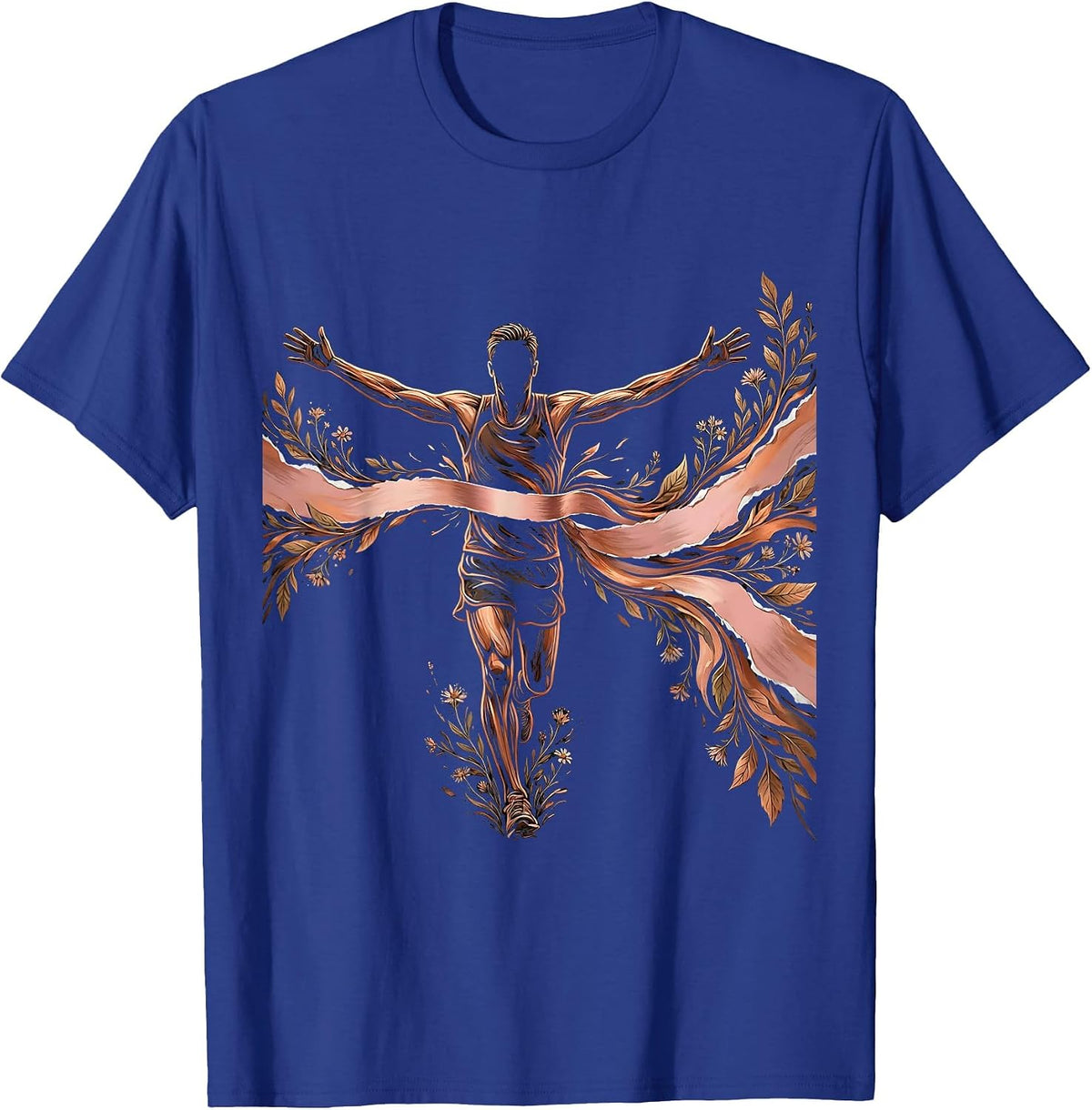 Runner Bursting Through Finish Line Graphic T-Shirt - Royal Blue
