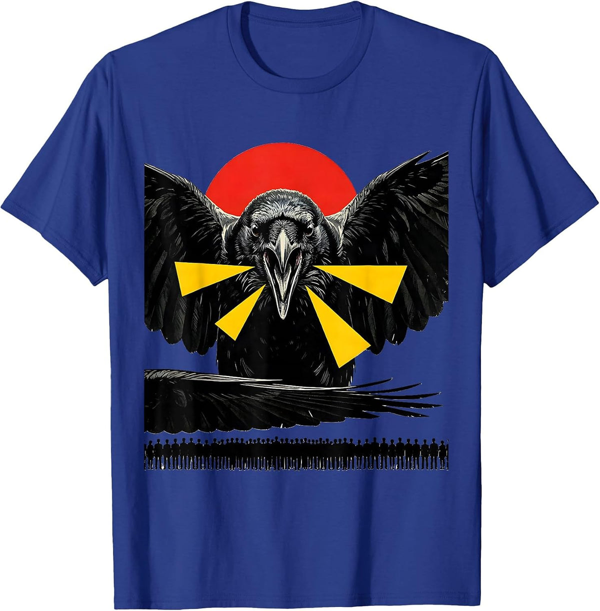 Men's Black Crow Pop Art Gothic Humor Dark Humor Gift T-Shirt - Royal Blue