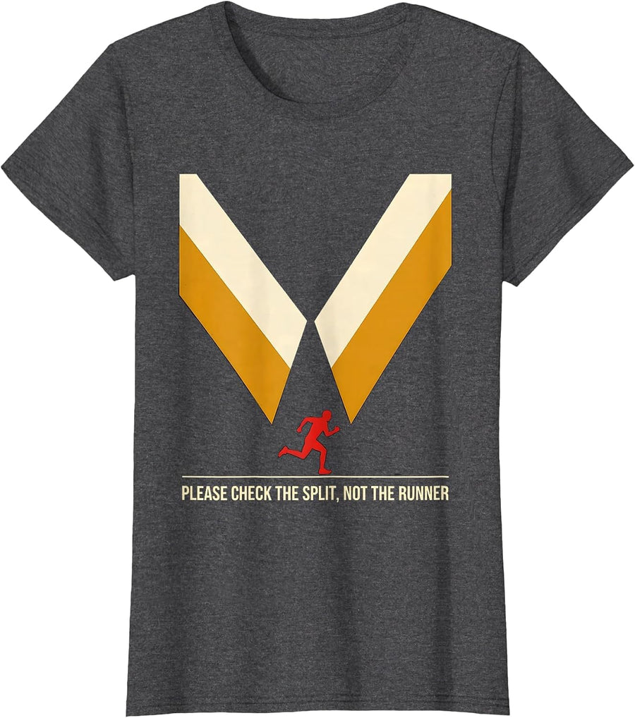 Women's Please Check The Split, Not The Runner Funny Runner Gift T-Shirt - Dark Heather Grey