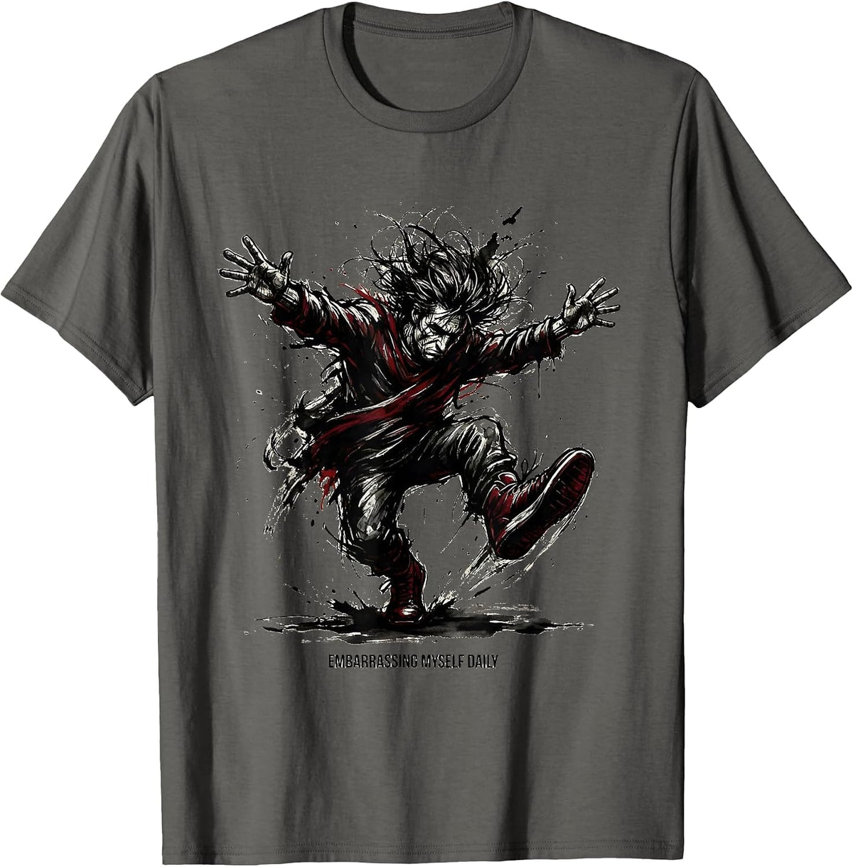 Men's Embarrassing Myself Daily Funny Humor Design T-Shirt - Asphalt Grey
