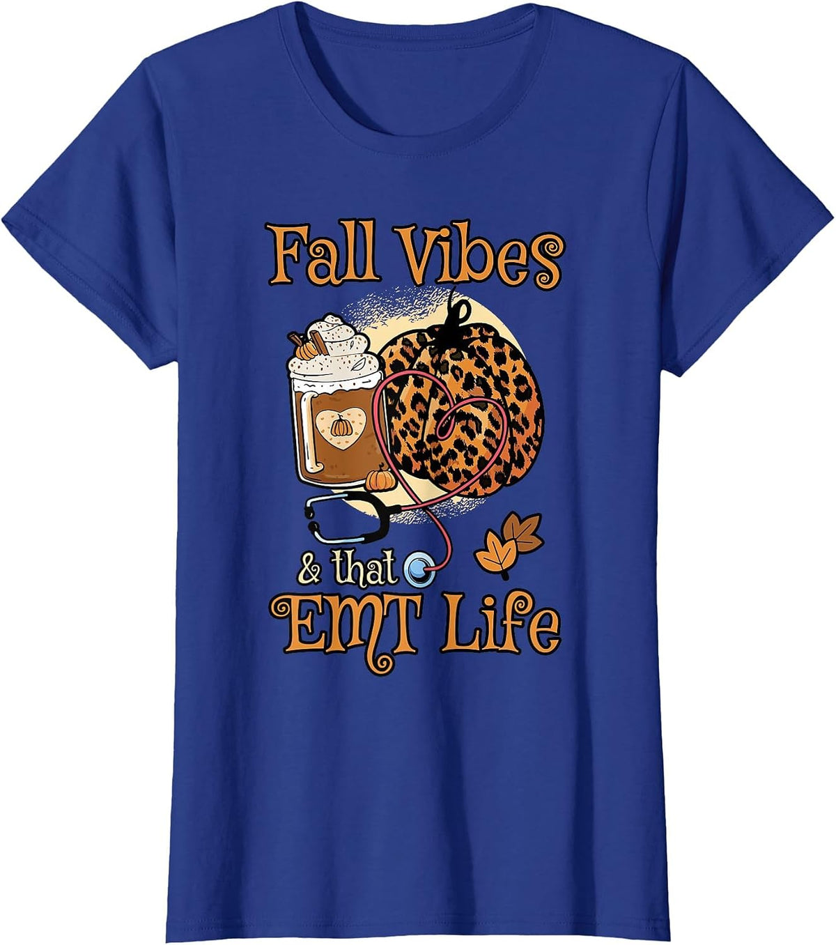 Fall Vibes that EMT Life Paramedic Costume Thin White Line T-Shirt - Royal Blue