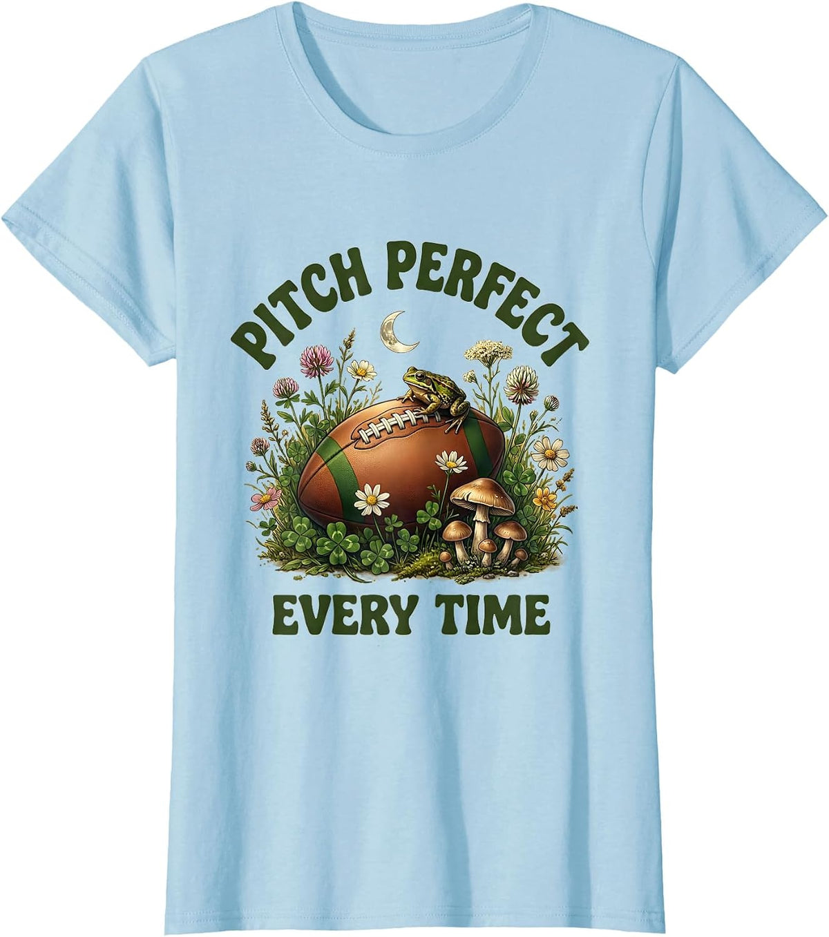 Women's Pitch Perfect Every Time Rugby Graphic Design T-Shirt - Baby Blue