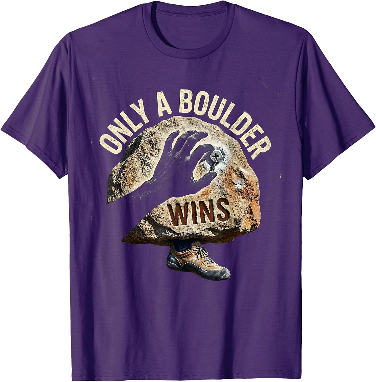 Only A Boulder Wins Vintage Rock Climbing Bouldering Humor T-Shirt - Purple