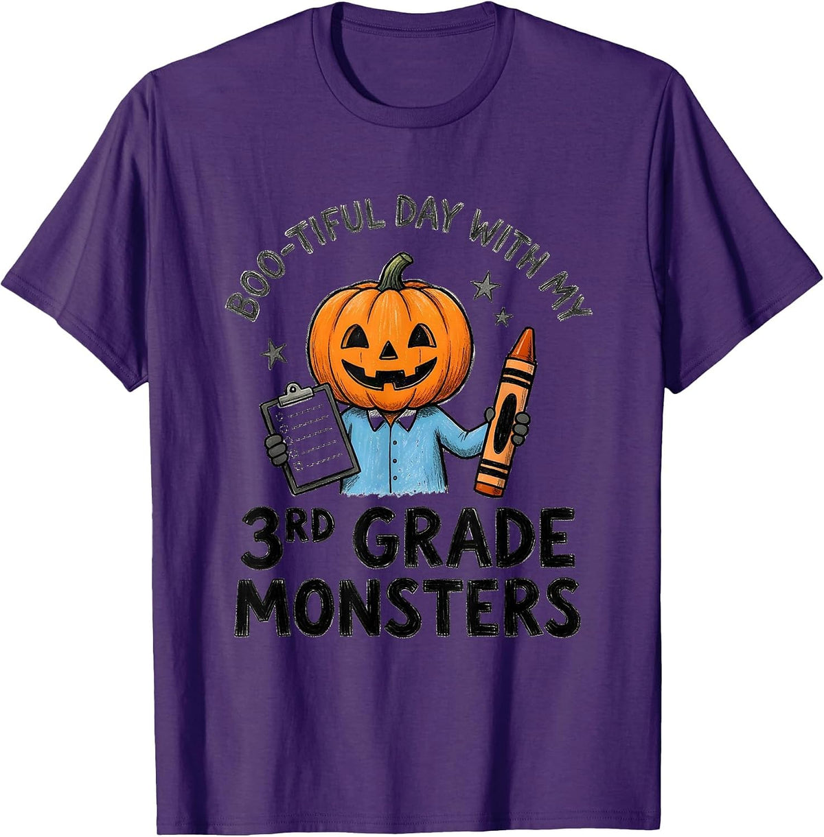 Boo-tiful Day With My 3rd Grade Monsters Teacher T-Shirt - Purple