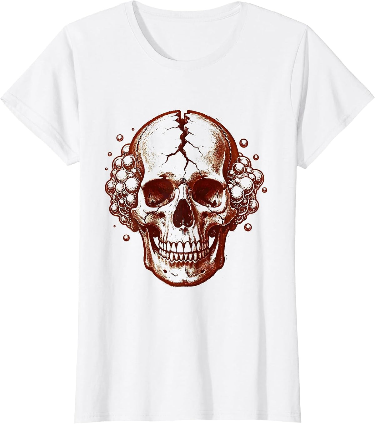 Rabies Skull Foaming Bubbles Dark Graphic T-Shirt - White