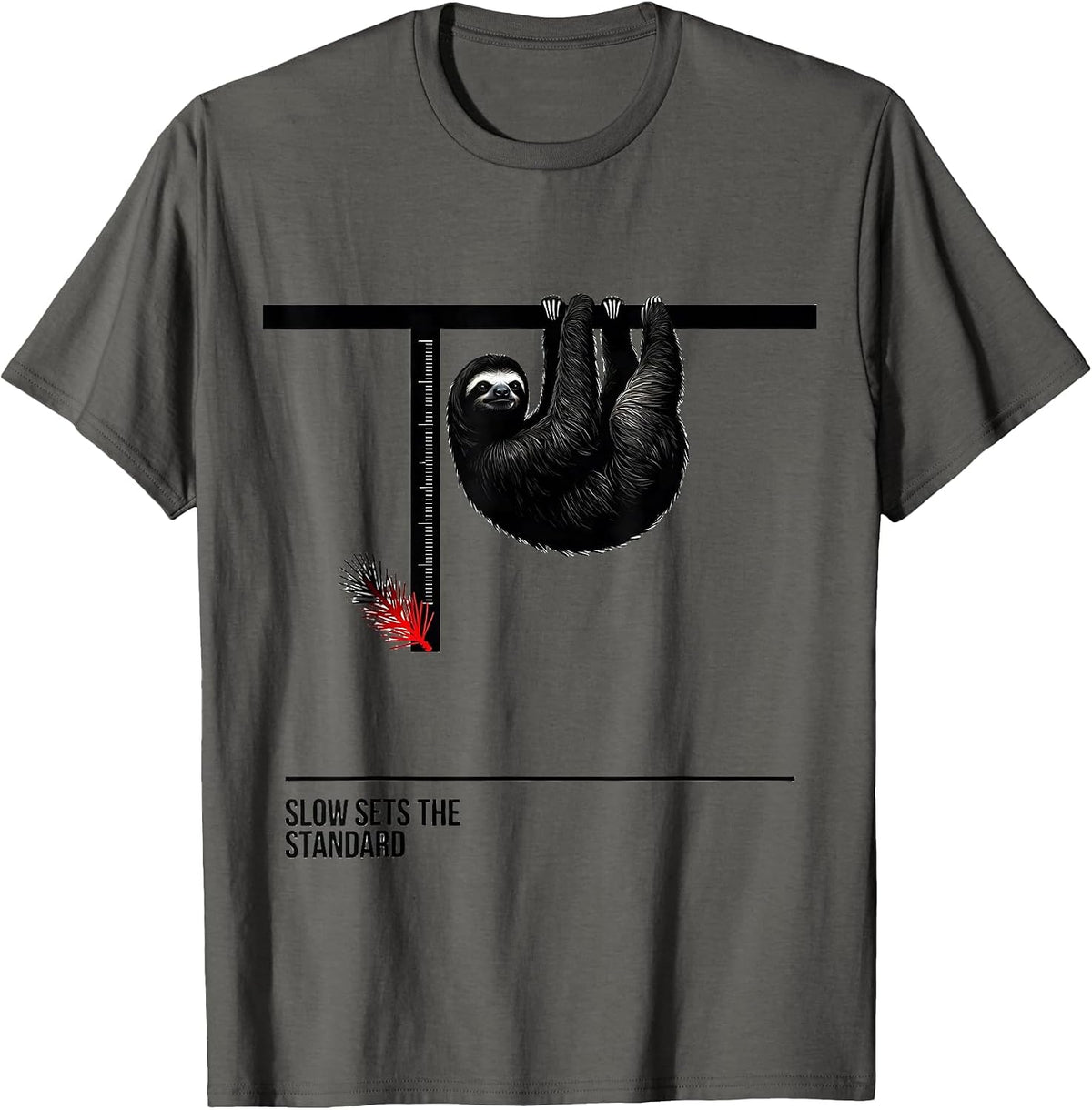 Slow Sets The Standard Funny Sloth Lover Ugly Christmas T-Shirt - Asphalt Grey
