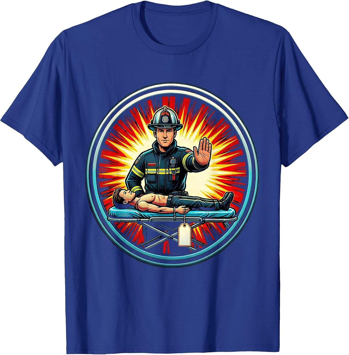 Men's Paramedic Training Mannequin Pop Art EMS Gift T-Shirt - Royal Blue