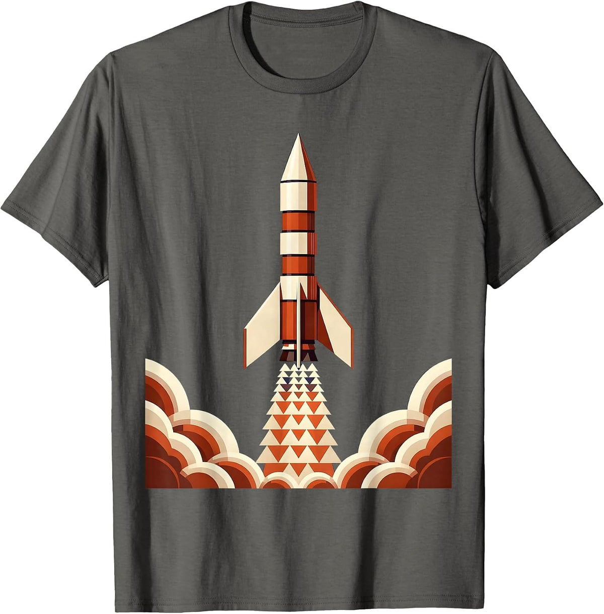 Men's Vintage Rocket Ship Launching Through Clouds T-Shirt - Asphalt Grey