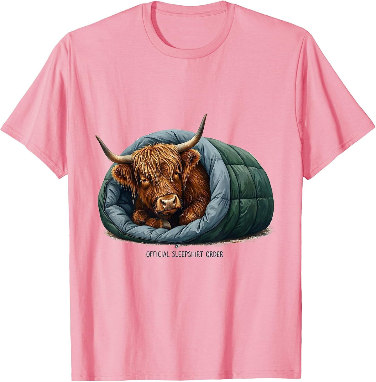 Men's Official Sleepshirt Order Storybook Highland Cow Cozy T-Shirt - Pink