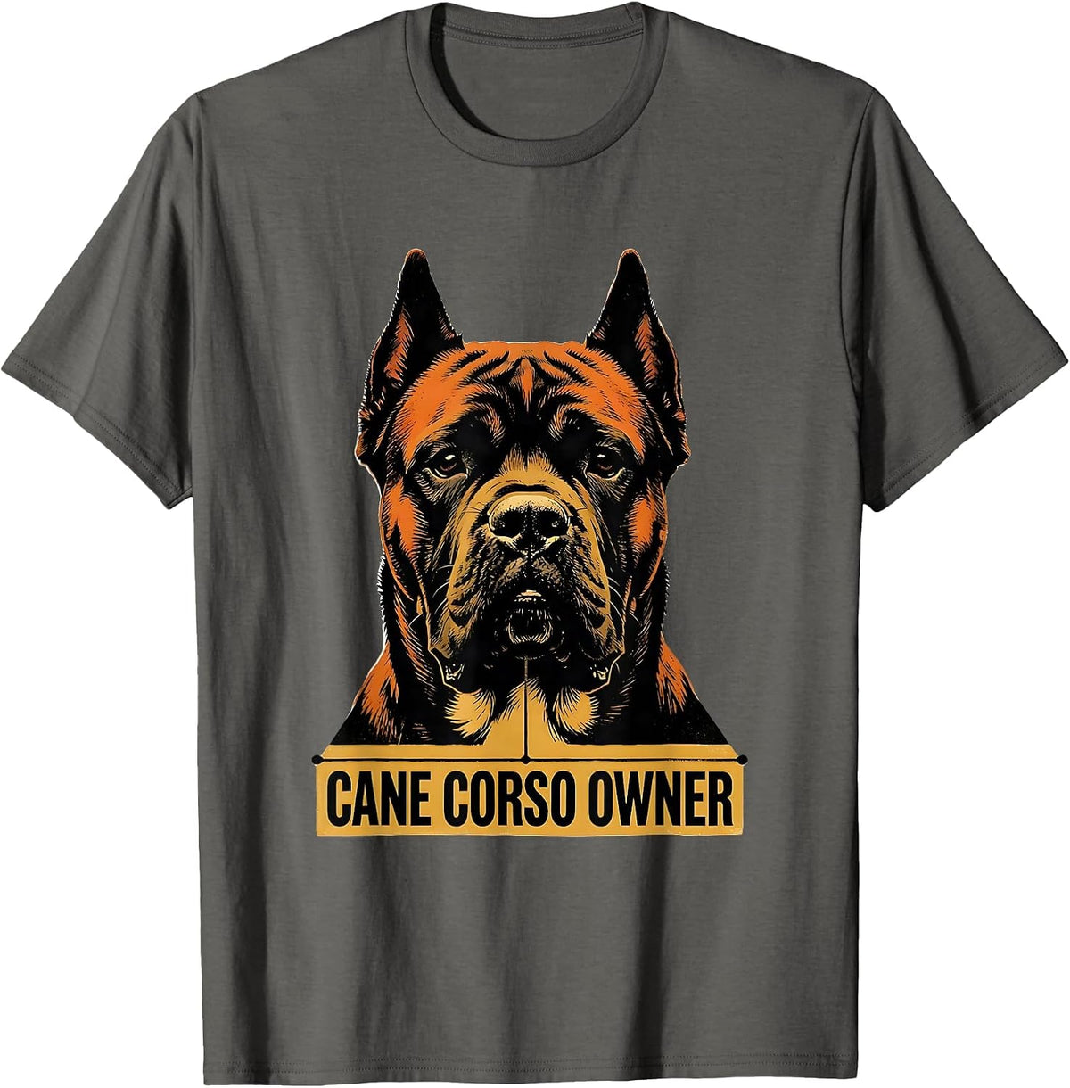 Cane Corso Owner Dog Breed Pride Screenprint Poster Style T-Shirt - Asphalt Grey