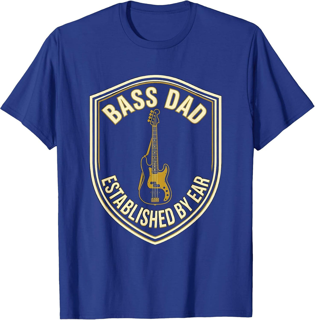 Men's Bass Dad Established By Ear Funny Guitar Dad Father Humor T-Shirt - Royal Blue