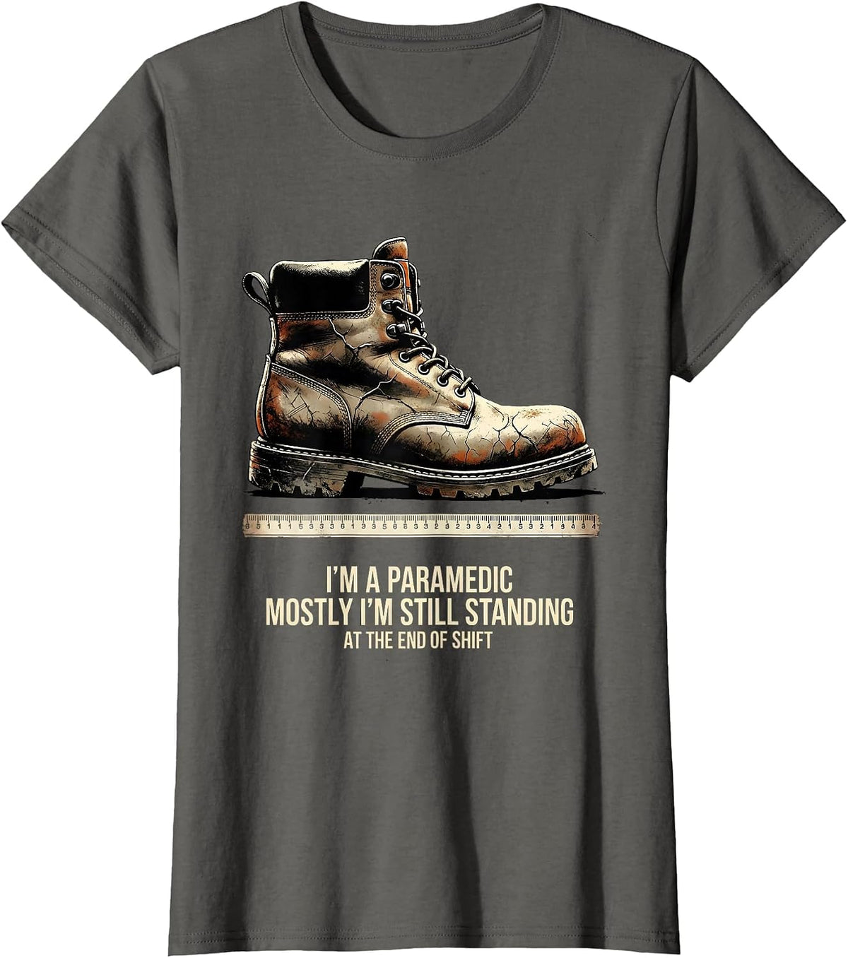 Women's Paramedic Mostly Still Standing At The End Of Shift T-Shirt - Asphalt Grey