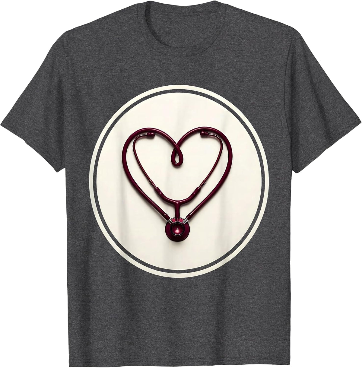 Stethoscope Heart Medical Assistant Gift T-Shirt - Dark Heather Grey