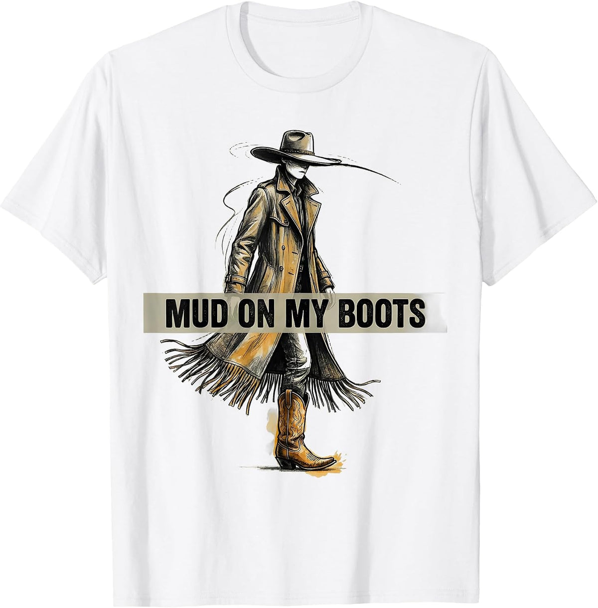Men's Mud On My Boots Country Roots Design T-Shirt - White