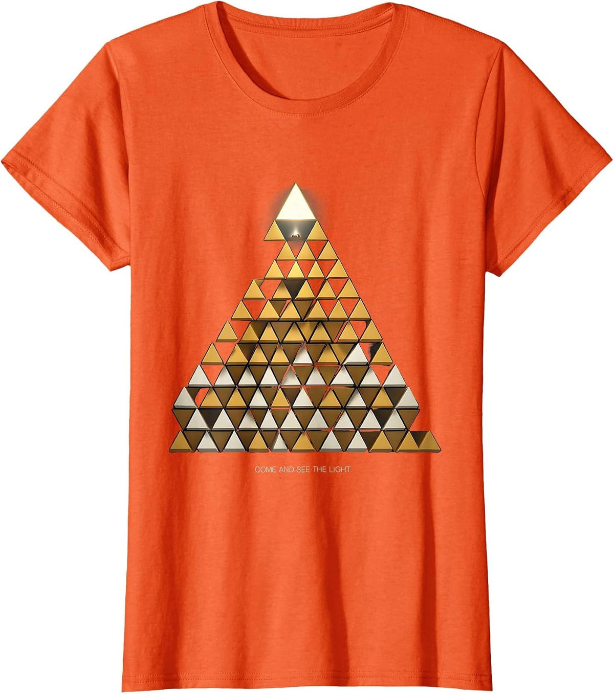 Come And See The Light Geometric Christian Christmas T-Shirt - Orange