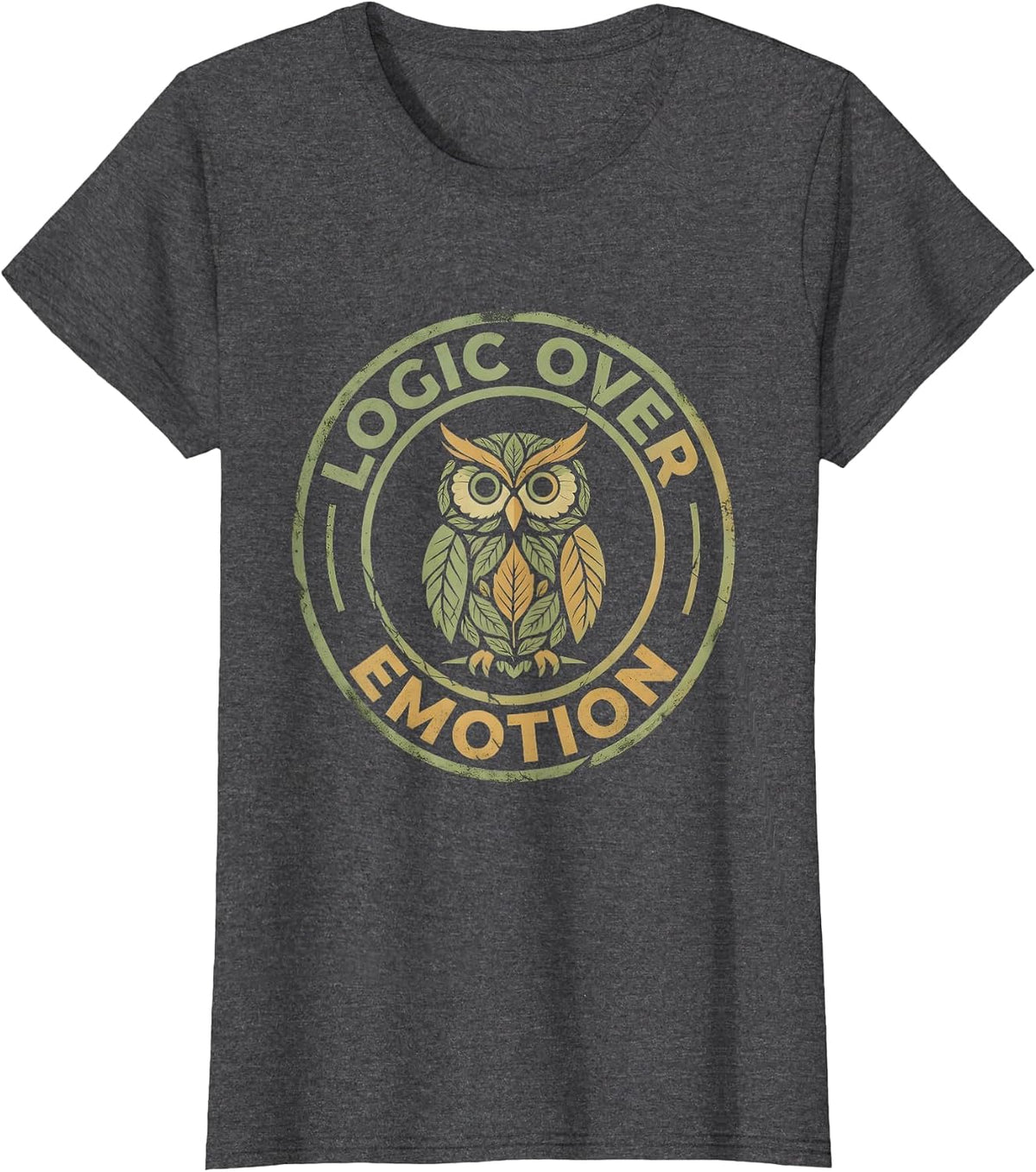 Women's Logic Over Emotion Facts Over Feelings Design T-Shirt - Dark Heather Grey