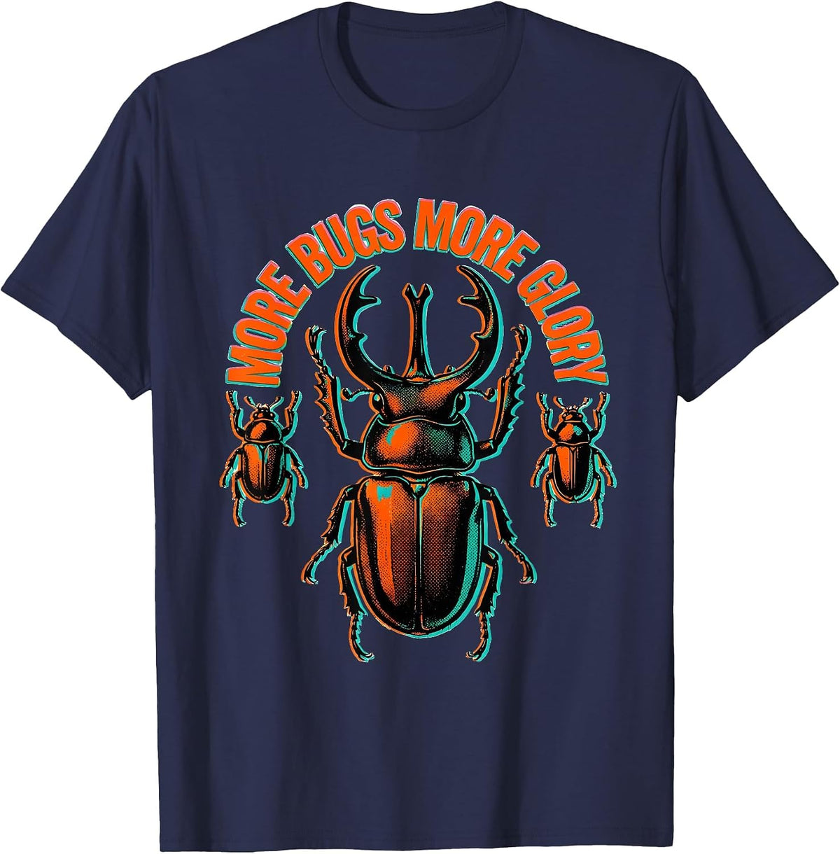 More Bugs More Glory Coding Developer Design T-Shirt - Navy Blue
