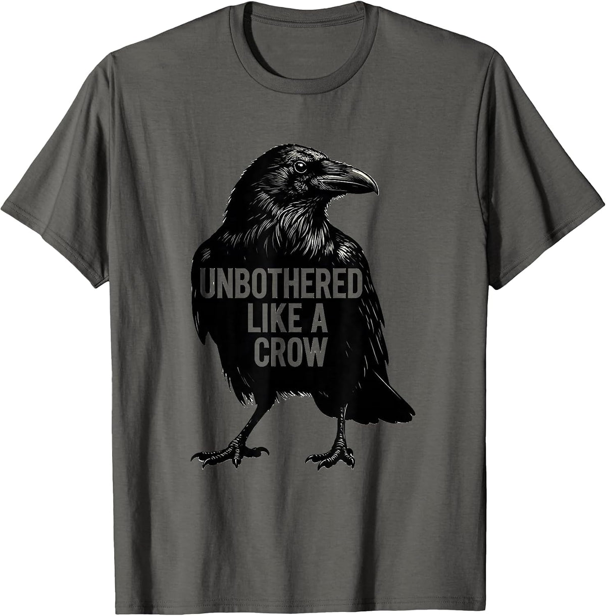 Men's Unbothered Like a Crow Witchy Bird Design T-Shirt - Asphalt Grey