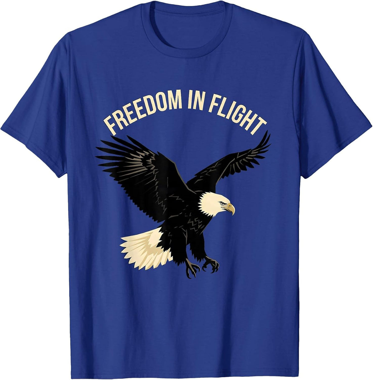 Freedom In Flight Bald Eagle Silhouette Patriotic Wildlife T-Shirt - Royal Blue