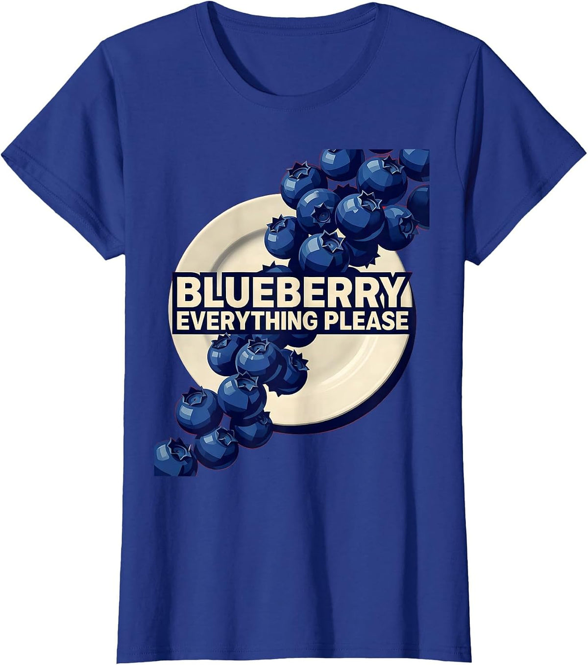 Women's Red White and Blueberries Patriotic Fruit Design T-Shirt - Royal Blue