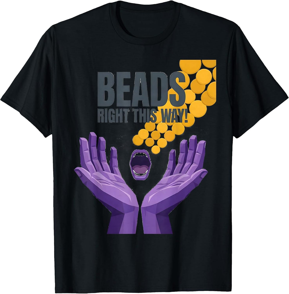Men's Beads, Right This Way Funny Mardi Gras Carnival Party T-Shirt - Black