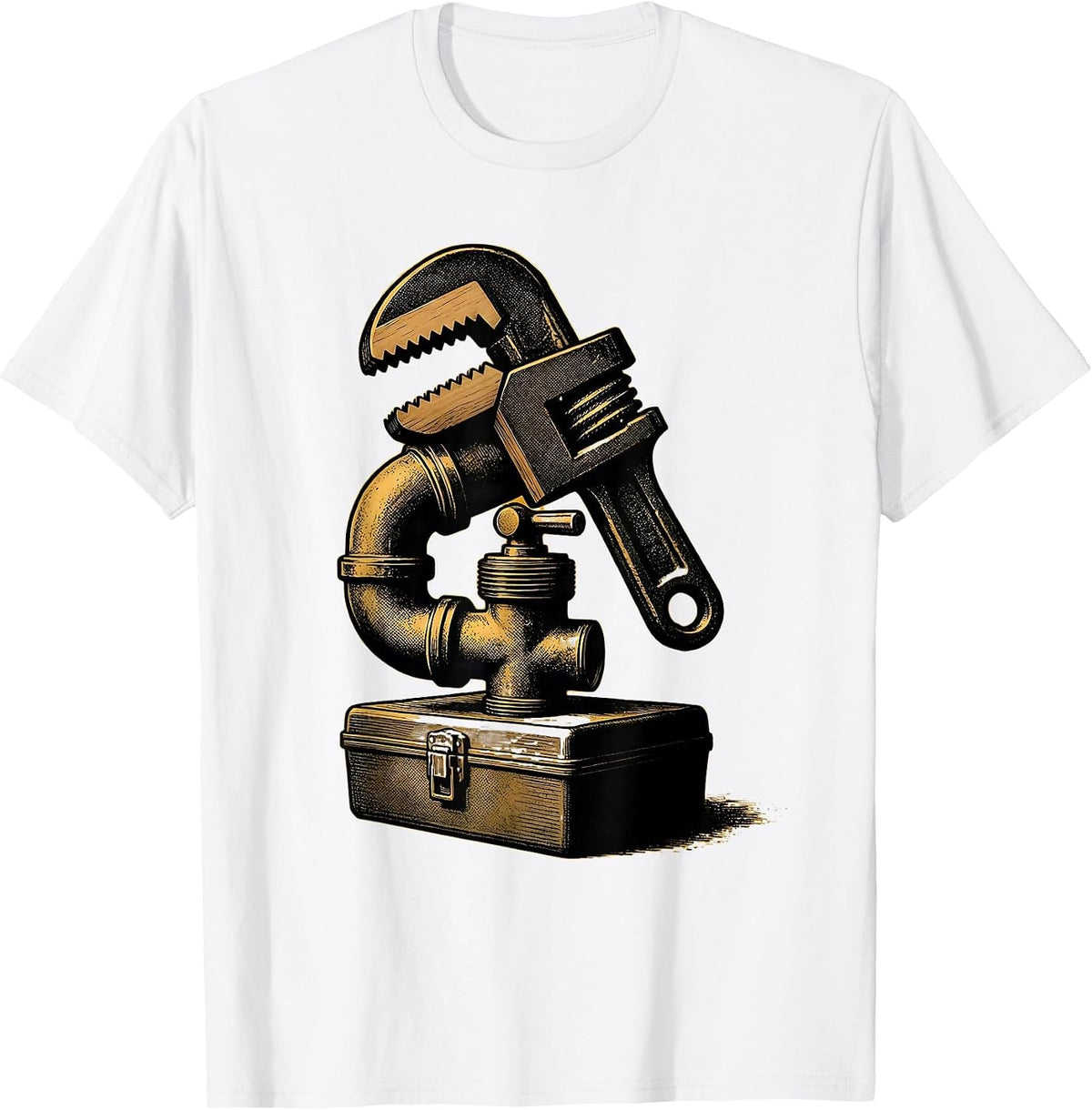 Men's Plumber Pipe Wrench Halloween Occupation Costume T-Shirt - White