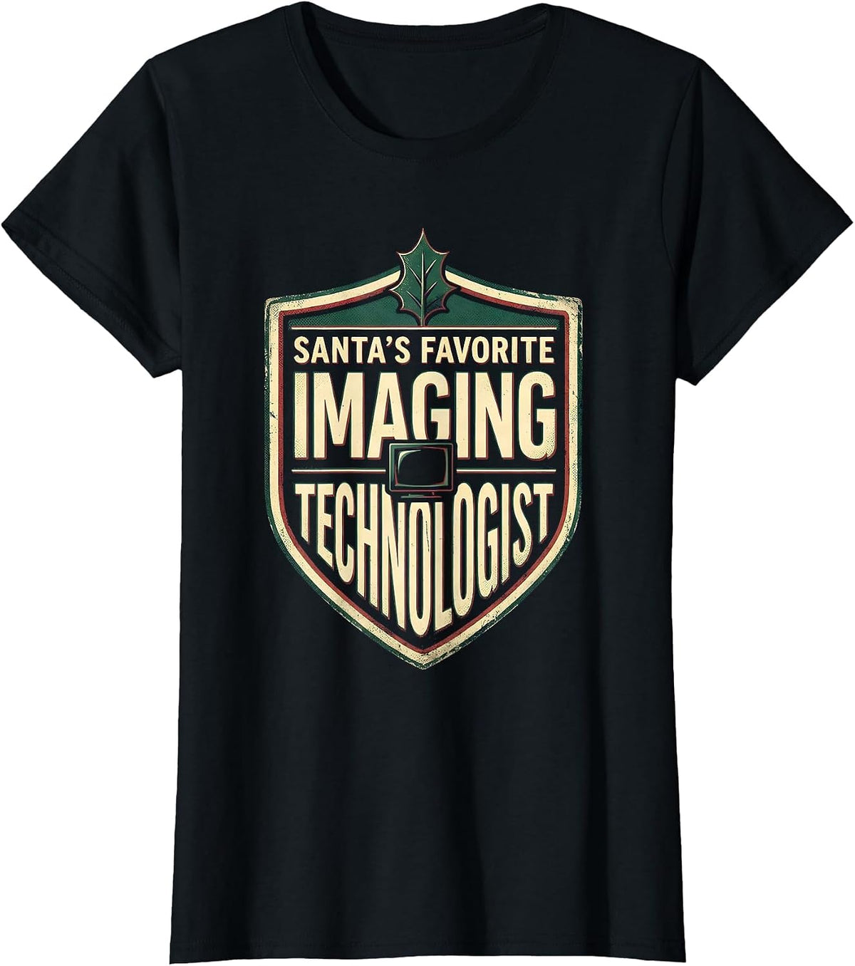 Women's Santa's Favorite Imaging Technologist Vintage Medical Tech T-Shirt - Black