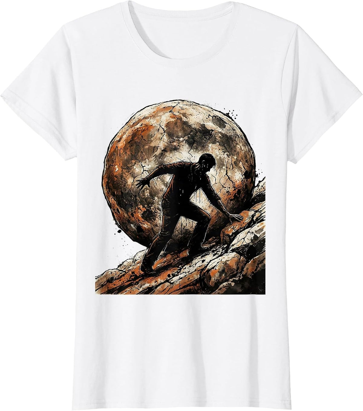 Sisyphus Boulder Push Resistance Graphic T-Shirt - White