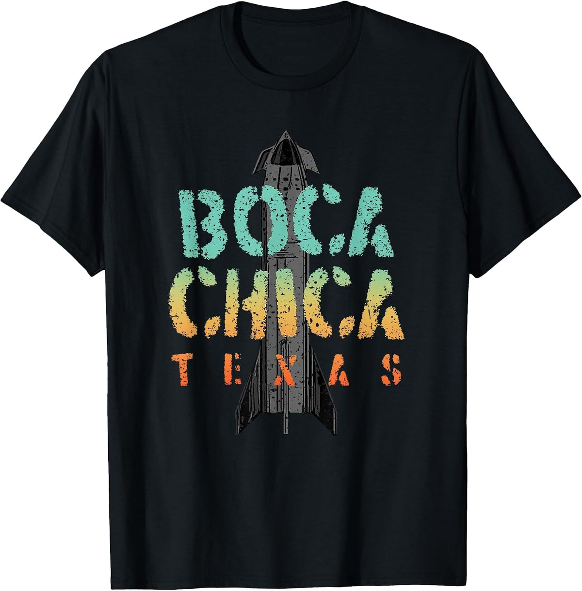 Boca Chica Texas Starship Cool Retro T-Shirt - Black