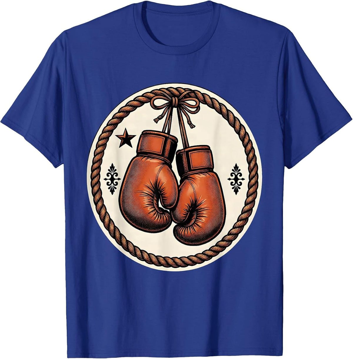 Men's Retro Vintage Boxing Gloves Hanging on Rope T-Shirt - Royal Blue