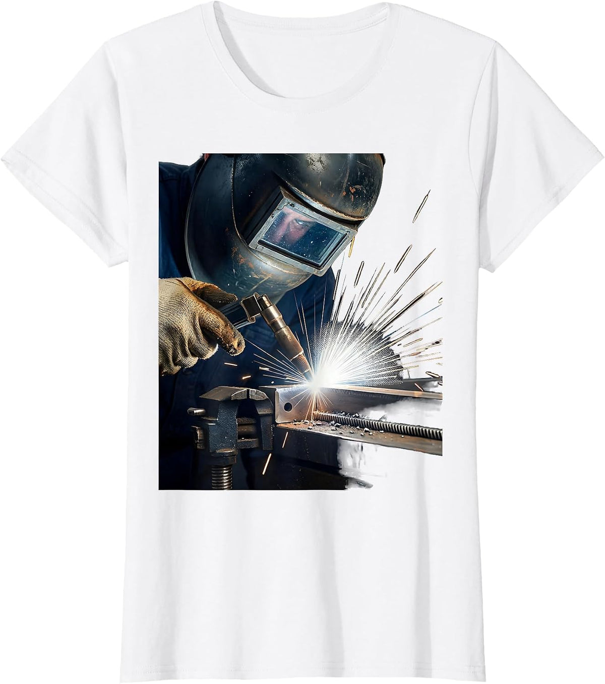 Women's Welding Hood Vintage Welder Metal Worker Humor T-Shirt - White