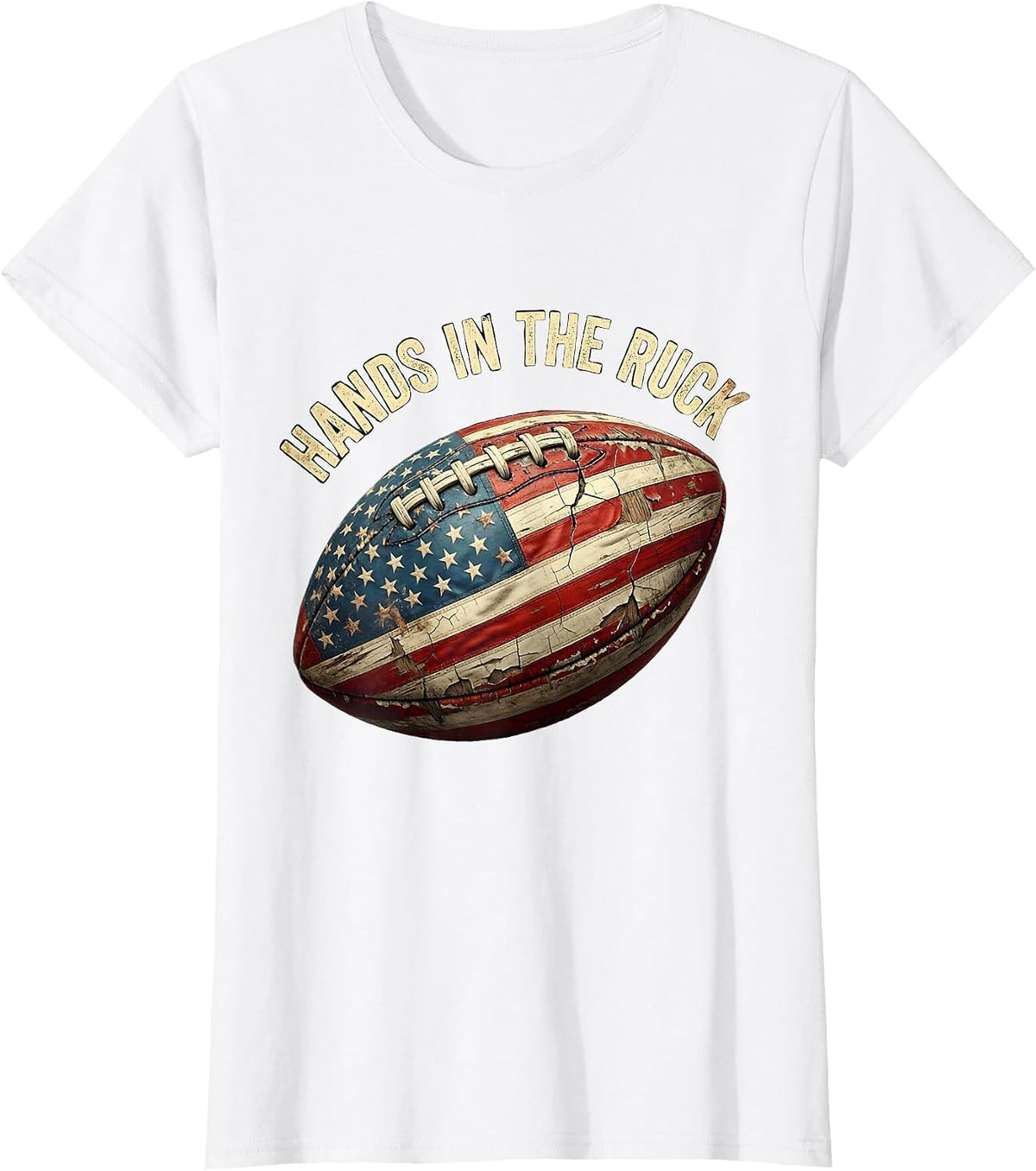 Hands in the Ruck Rugby Graphic Design T-Shirt - White