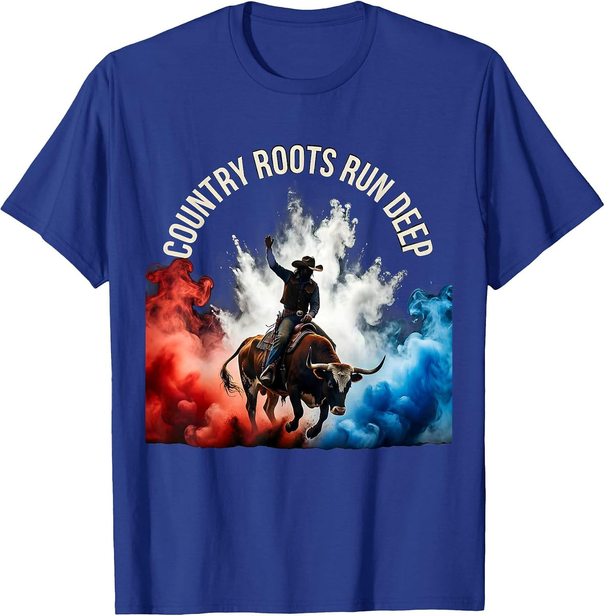 Men's Country Roots Run Deep Cow Women Design T-Shirt - Royal Blue