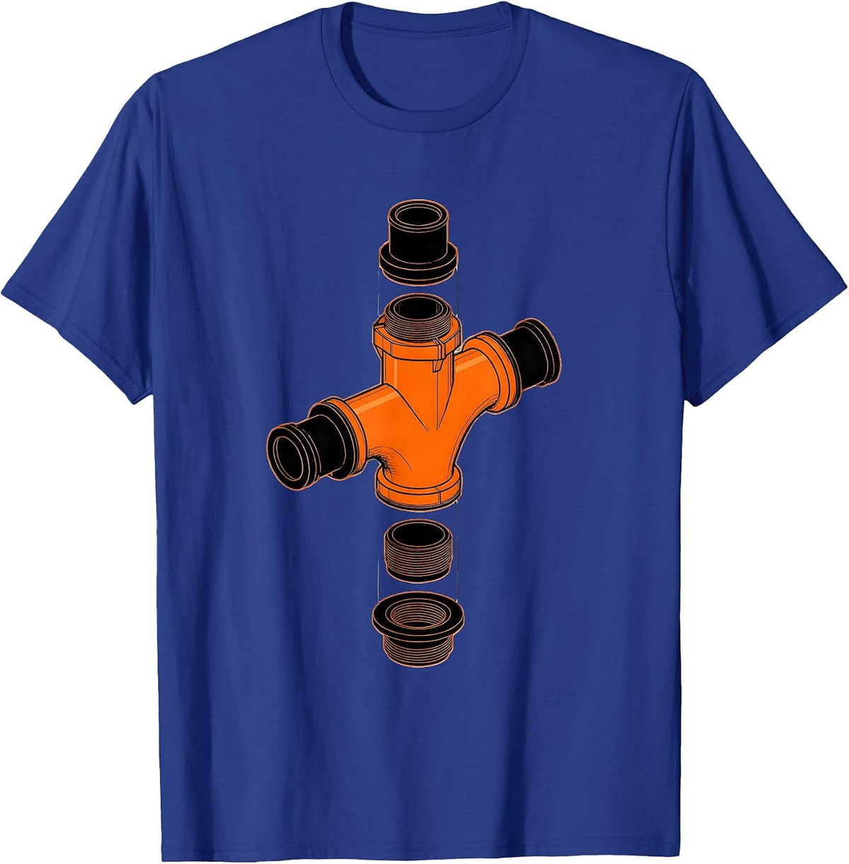 Men's P-Trap Assembly Exploded View Funny Plumber Pipefitter T-Shirt - Royal Blue