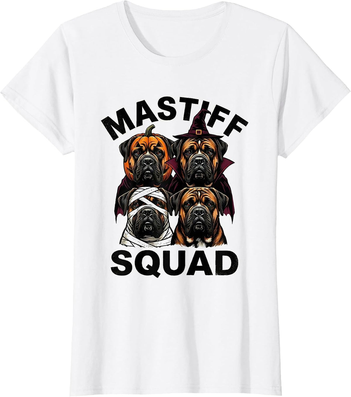 Mastiff Squad Stencil Halloween Dog Breed Squad Costume T-Shirt - White