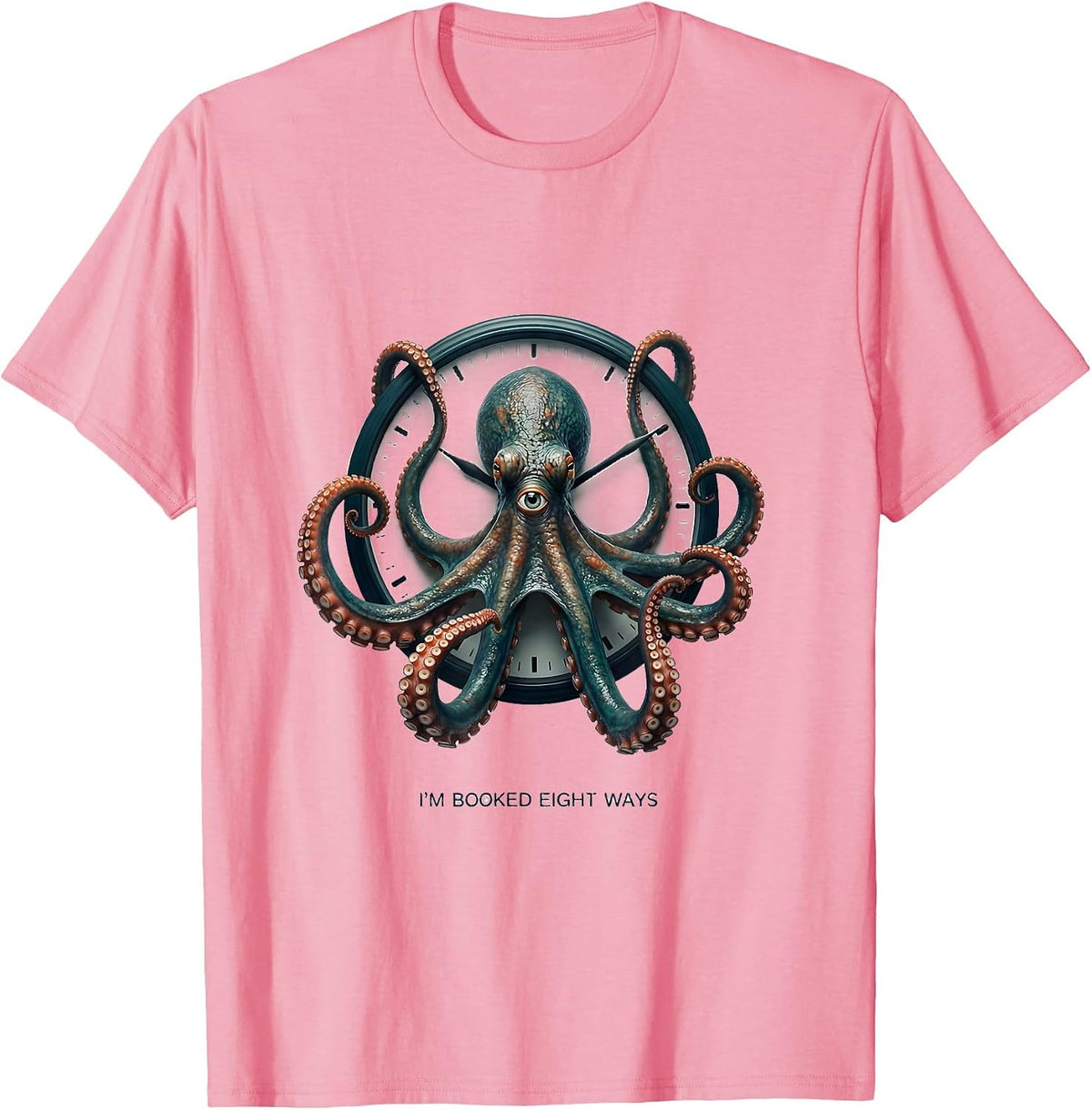 Men's I'm Booked Eight Ways Vintage Octopus Marine Biology Fan T-Shirt - Pink