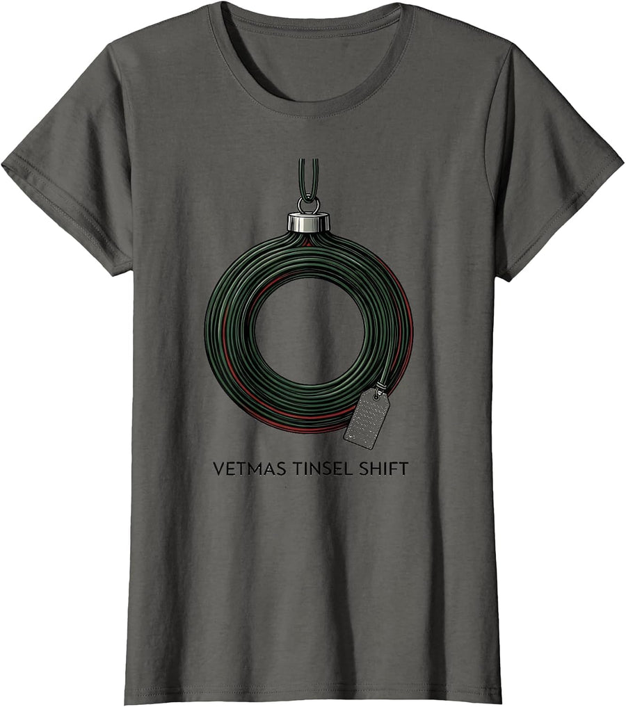 Vetmas Tinsel Shift Funny Veterinarian Christmas Vet Tech T-Shirt, Women, Asphalt Grey, 3X-Large - As Pictured