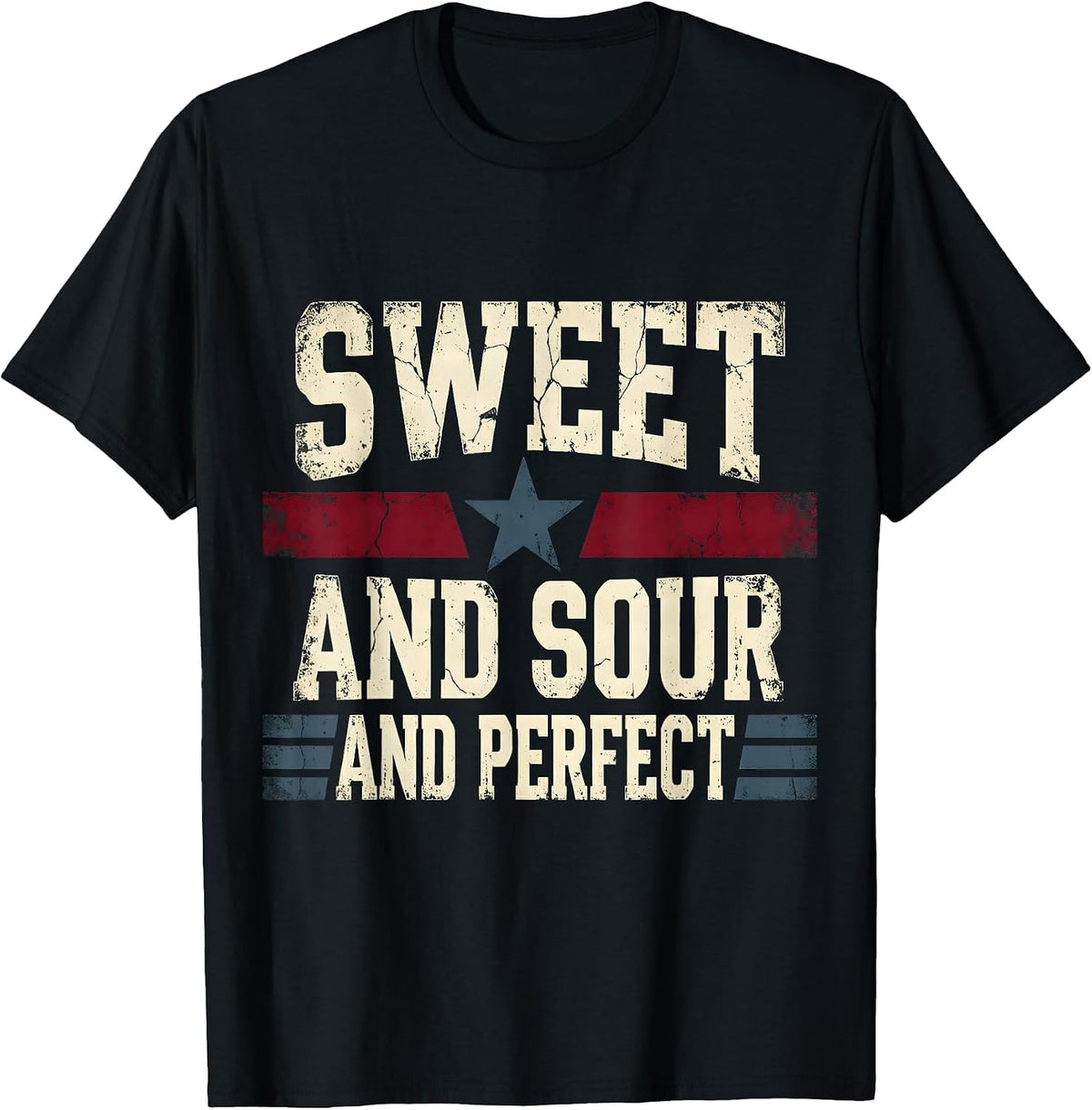Men's Sweet and Sour and Perfect Pickle Design T-Shirt - Black